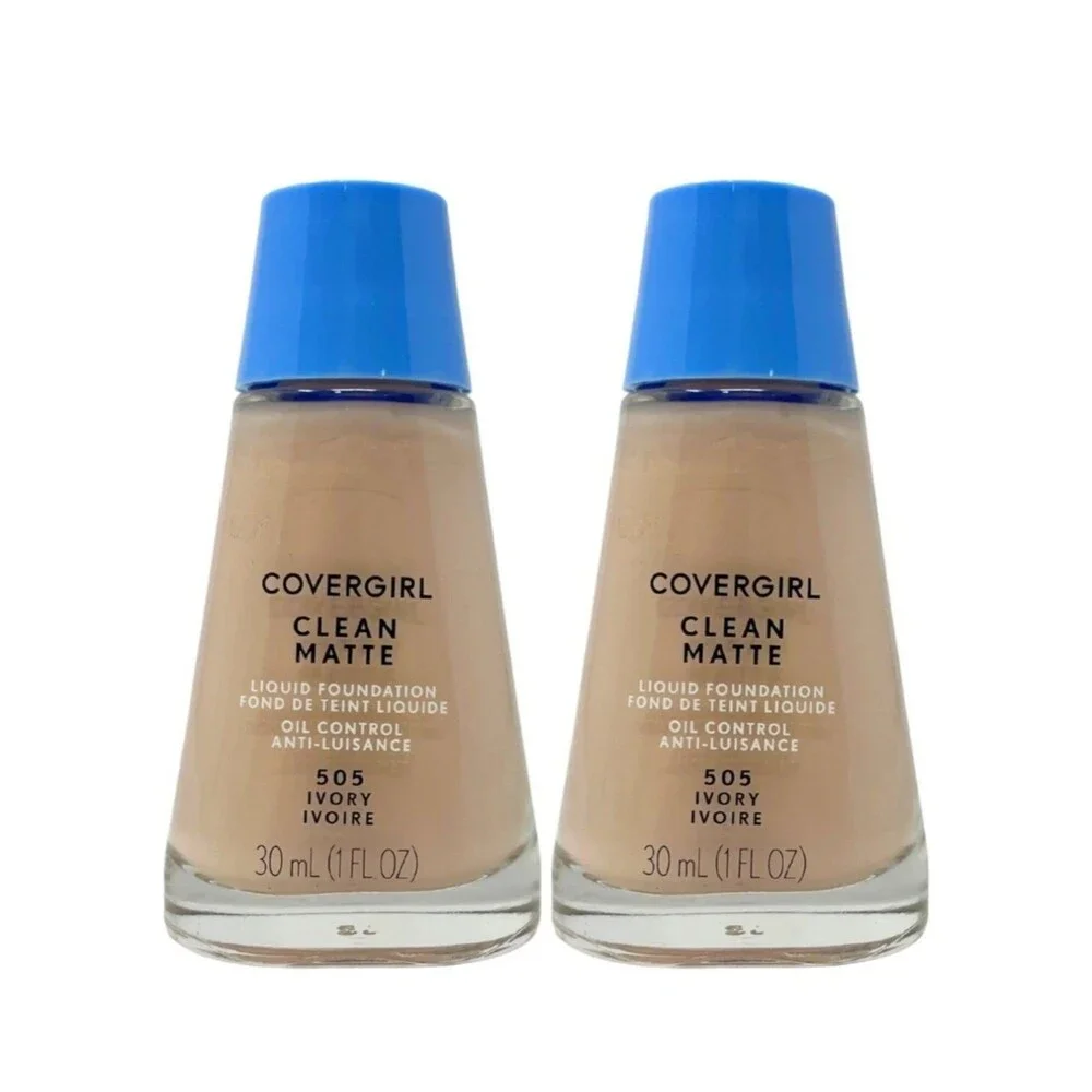 2 CoverGirl Clean Matte Liquid Foundation 505 Ivory 1 fl oz
